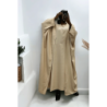 Abaya 2 pièces robe et kimono en beige