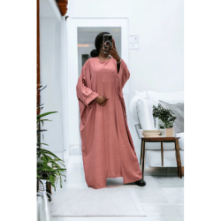 Abaya 2 pièces robe et kimono en rose