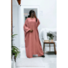 Abaya 2 pièces robe et kimono en rose