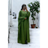 Abaya 2 pièces robe et kimono en kaki