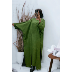 Abaya 2 pièces robe et kimono en kaki