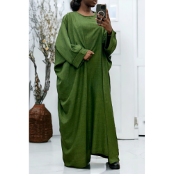 Abaya 2 pièces robe et kimono en kaki