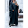 Abaya 2 pièces robe et kimono en noir
