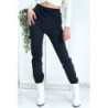 Pantalon treillis noir en strech avec poches