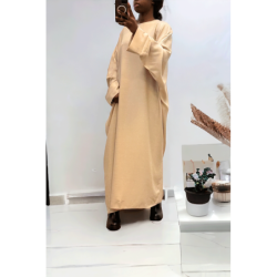 Abaya beige très ample (36-52) coupe kimono