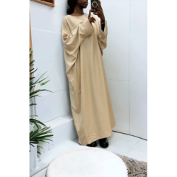 Abaya beige très ample (36-52) coupe kimono