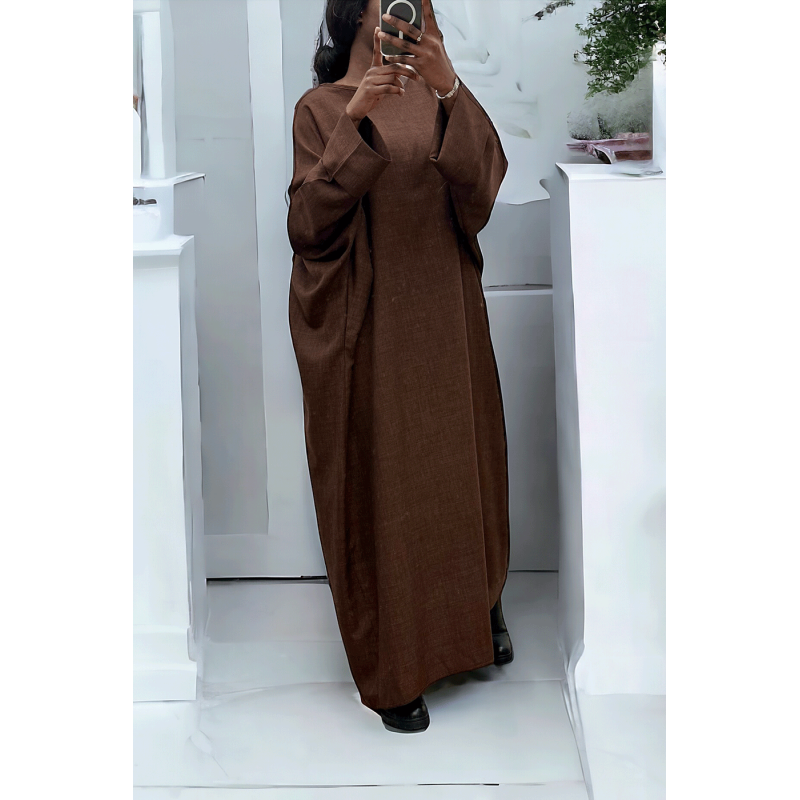 Abaya choco très ample (36-52) coupe kimono