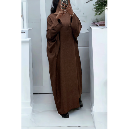 Abaya choco très ample (36-52) coupe kimono