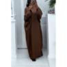 Abaya choco très ample (36-52) coupe kimono