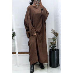 Abaya choco très ample (36-52) coupe kimono