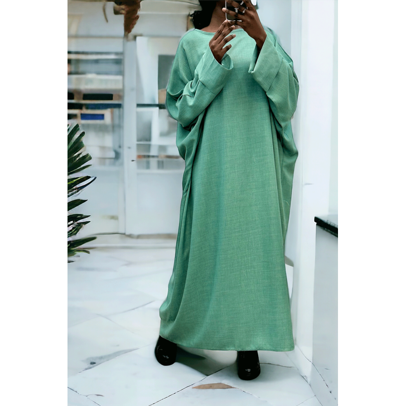 Abaya vert d'eau très ample (36-52) coupe kimono