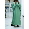 Abaya vert d'eau très ample (36-52) coupe kimono