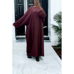 Abaya bordeaux très ample (36-52) coupe kimono