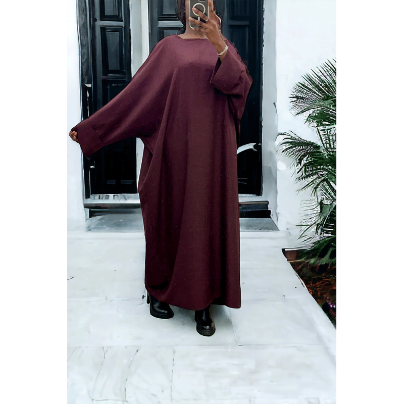 Abaya bordeaux très ample (36-52) coupe kimono