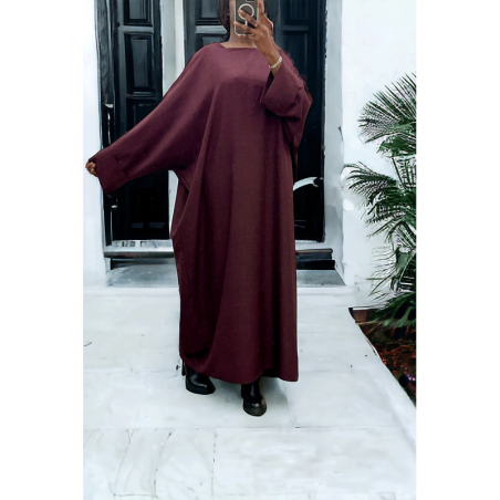 Abaya bordeaux très ample (36-52) coupe kimono