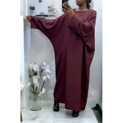 Abaya bordeaux très ample (36-52) coupe kimono