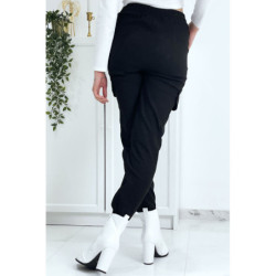 Pantalon treillis noir en strech avec poches