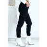 Pantalon treillis noir en strech avec poches