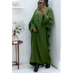 Abaya kaki très ample (36-52) coupe kimono