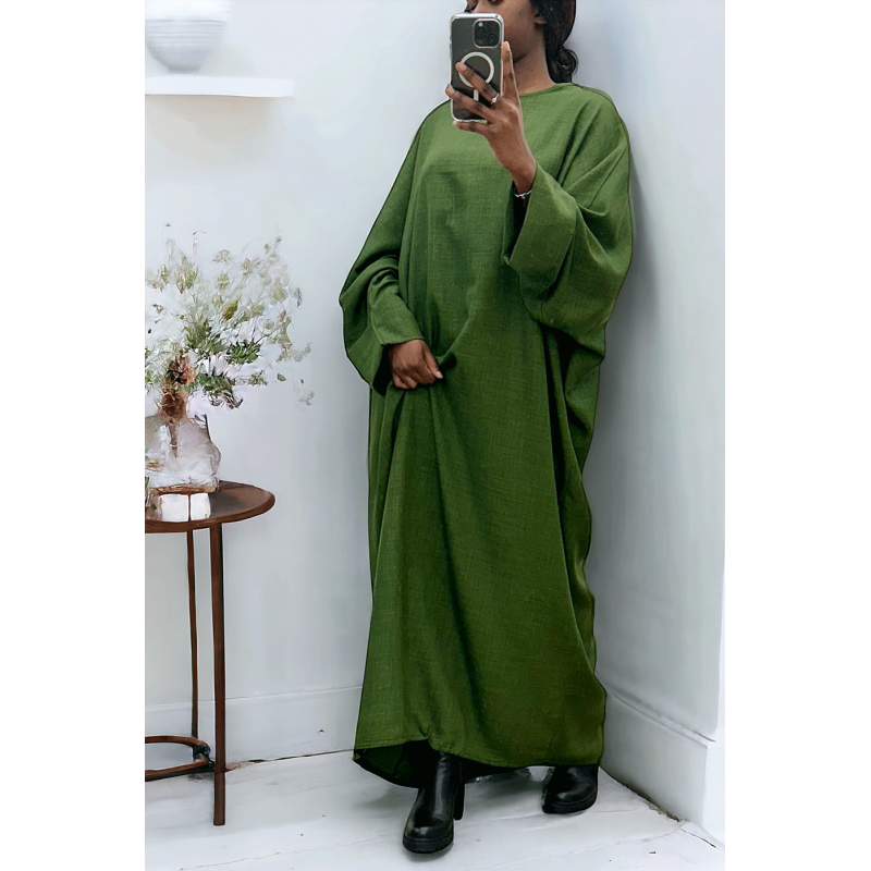 Abaya kaki très ample (36-52) coupe kimono