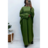 Abaya kaki très ample (36-52) coupe kimono