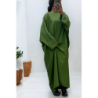 Abaya kaki très ample (36-52) coupe kimono