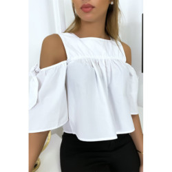 Blouse crop top blanche avec noeuds
