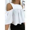 Blouse crop top blanche avec noeuds