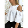 Blouse crop top blanche avec noeuds