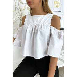 Blouse crop top blanche avec noeuds
