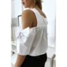 Blouse crop top blanche avec noeuds