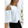 Blouse crop top bleu avec noeuds