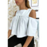 Blouse crop top bleu avec noeuds