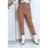 Pantalon treillis rose en strech avec poches