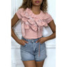 T-shirt rose manches courtes, avec des noeuds