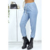 Pantalon cargo effet jean bleu ciel