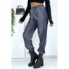 Pantalon cargo effet jean bleu marine
