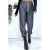 Pantalon cargo effet jean bleu marine