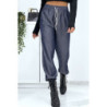 Pantalon cargo effet jean bleu marine