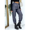 Pantalon cargo effet jean bleu marine