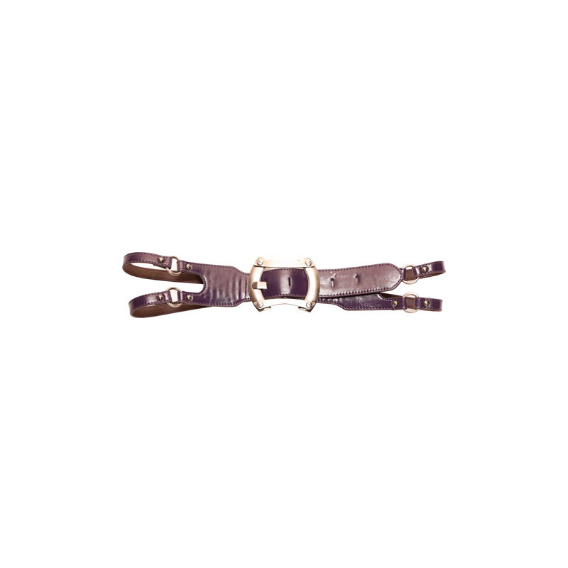 Ceinture Violette à Double lanière croisée. Boucle Large. Ceinture Femme. XF08154