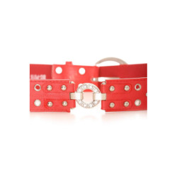 Ceinture Rouge effet troué avec des strass. Accessoire BG-P016