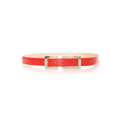 Ceinture Rouge avec boucle rectangulaire argentée. Accessoire 9001