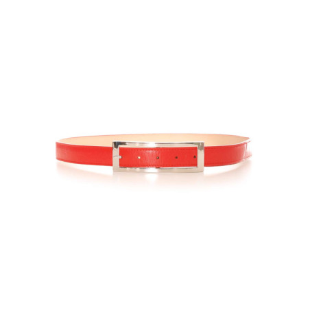 Ceinture Rouge avec boucle rectangulaire argentée. Accessoire 9001