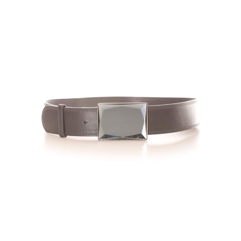 Ceinture gris foncé avec boucle carrée effet miroir. Accessoire LDF0058