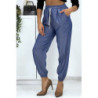Pantalon cargo effet jean bleu royal