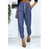 Pantalon cargo effet jean bleu royal