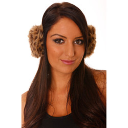 Cache oreilles Léopard Camel Style Polaire.
