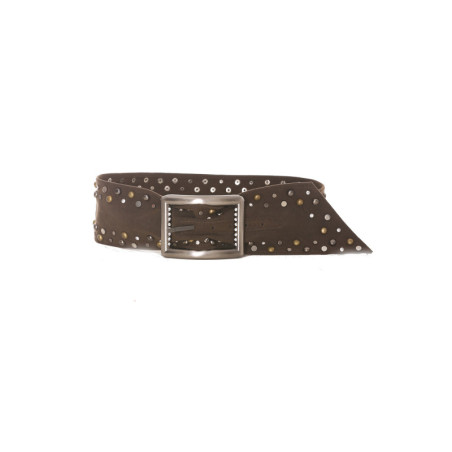 Ceinture marron cloutée doré et argenté - SG - 0551