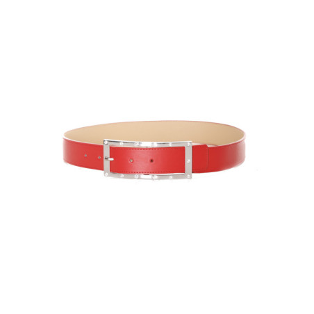 Ceinture rouge boucle avec strass - 9008